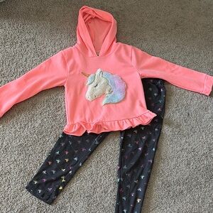 Unicorn Hoodie and Leggings Set Girls 5/6
